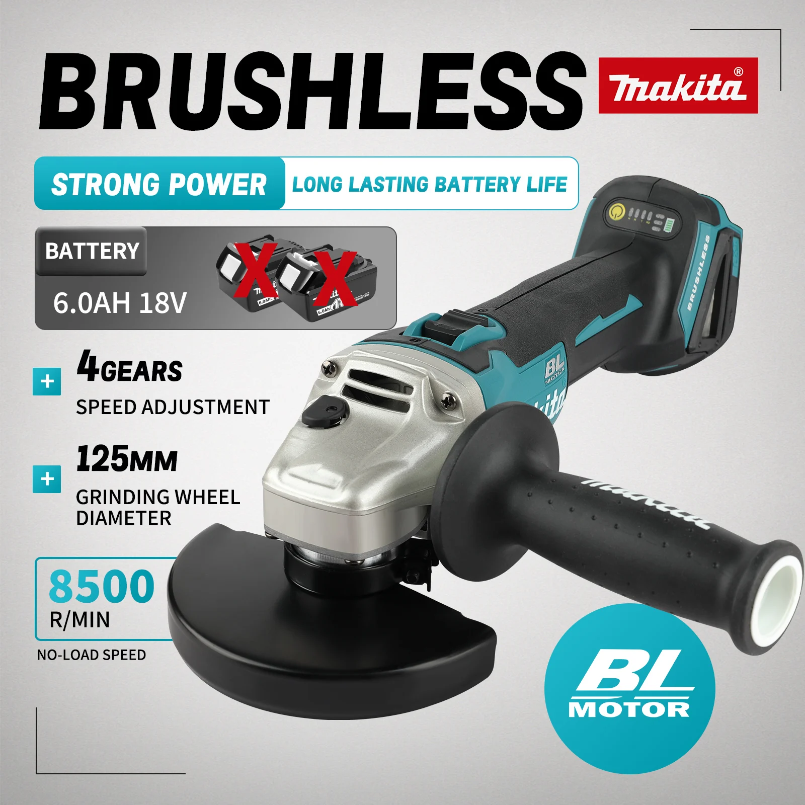 DGA404 100/125mm Brushless Lit - Brushless Angle Grinder Battery Powered recension och pris